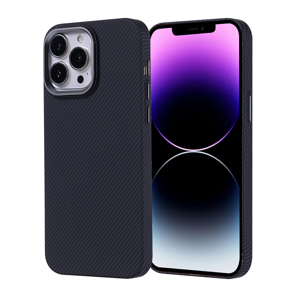 Apple iPhone 14 Pro Max Kılıf M-safe Şarj Özellikli Karbon Fiber Görünümlü Zore Nekst Kapak Siyah