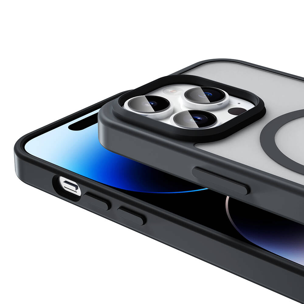 Apple iPhone 14 Pro Max Kılıf M-safe Şarj Özellikli Mat Arka Yüzey Zore Sio Kapak Gri