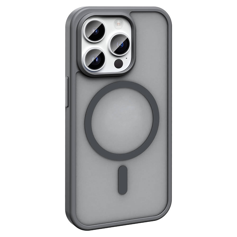 Apple iPhone 14 Pro Max Kılıf M-safe Şarj Özellikli Mat Arka Yüzey Zore Sio Kapak Derin Mor