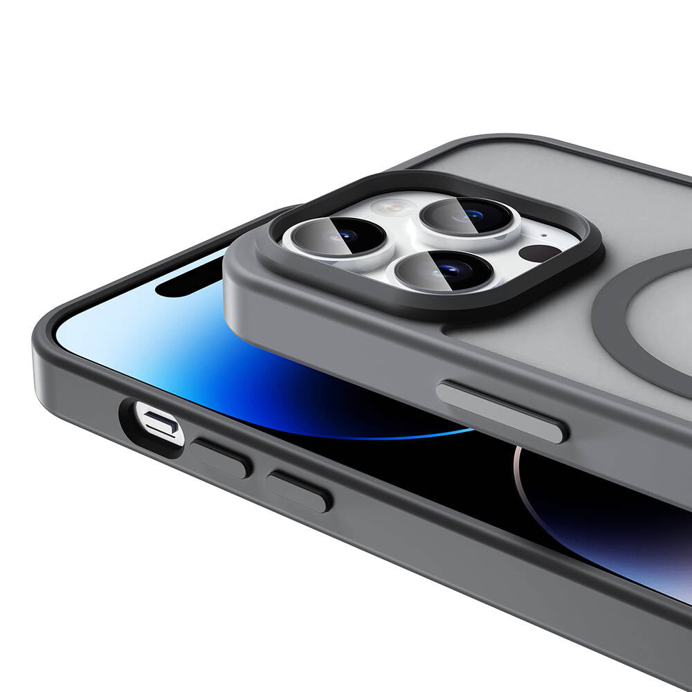 Apple iPhone 14 Pro Max Kılıf M-safe Şarj Özellikli Mat Arka Yüzey Zore Sio Kapak Koyu Mor