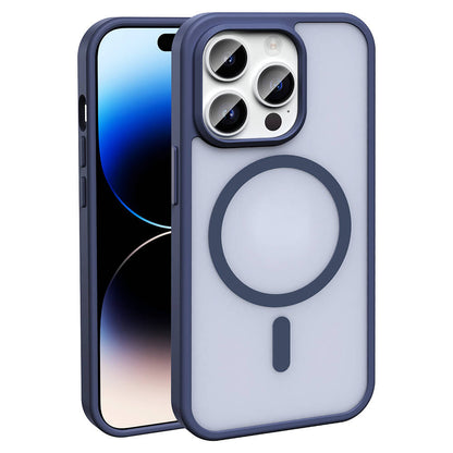 Apple iPhone 14 Pro Max Kılıf M-safe Şarj Özellikli Mat Arka Yüzey Zore Sio Kapak Lacivert