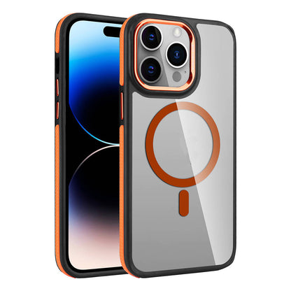 Apple iPhone 14 Pro Max Kılıf M-safe Şarj Özellikli Mat Görünümlü Zore Solo Kapak Turuncu