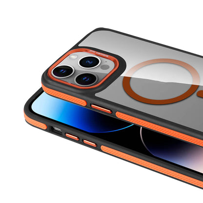 Apple iPhone 14 Pro Max Kılıf M-safe Şarj Özellikli Mat Görünümlü Zore Solo Kapak Turuncu