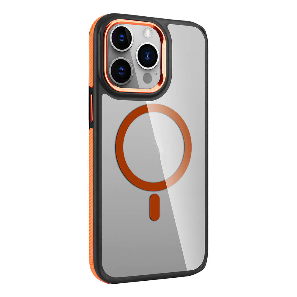 Apple iPhone 14 Pro Max Kılıf M-safe Şarj Özellikli Mat Görünümlü Zore Solo Kapak Turuncu