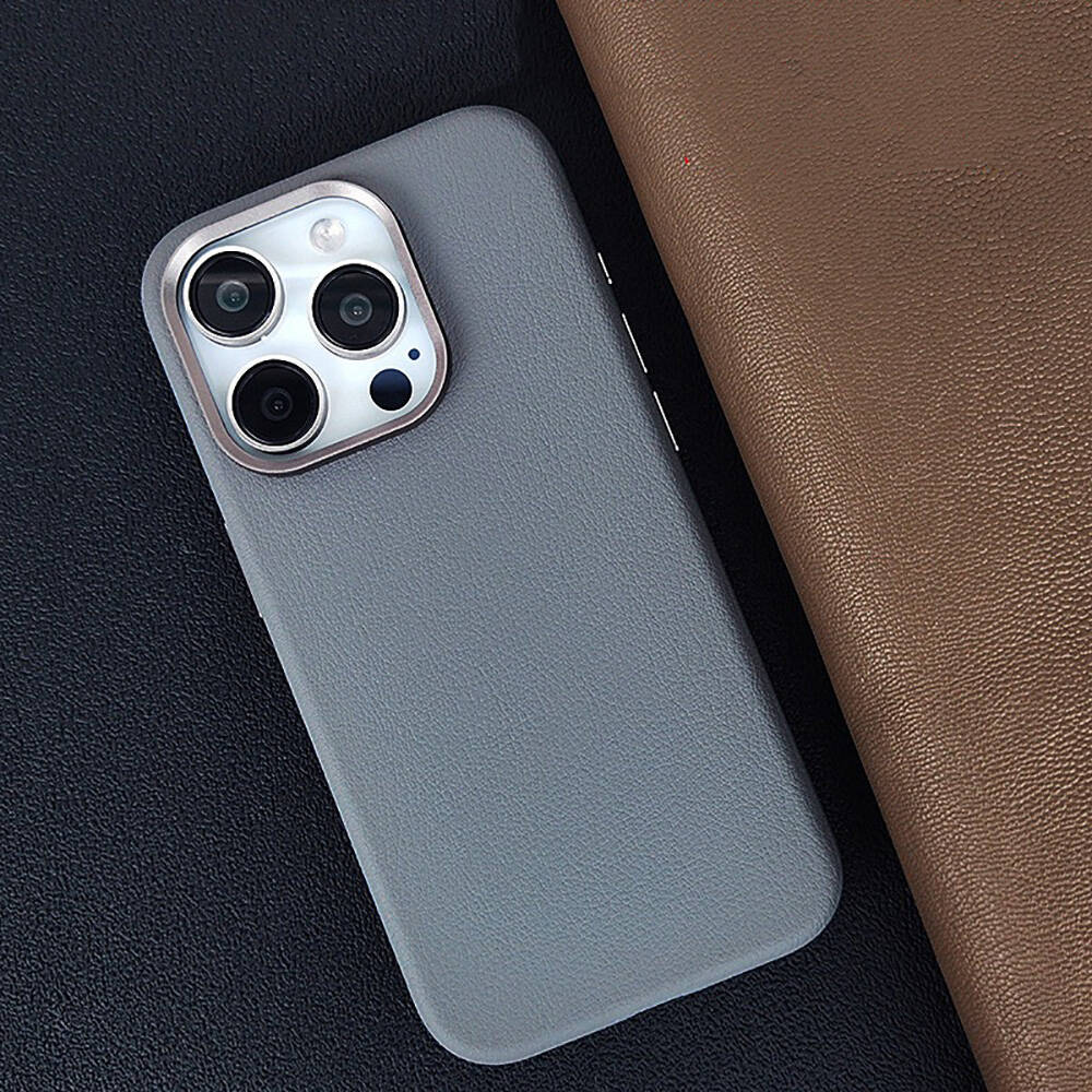 Apple iPhone 14 Pro Max Kılıf M-safe Şarj Özellikli PU Deri Zore Adora Kapak Koyu Gri