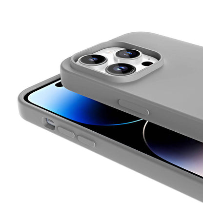 Apple iPhone 14 Pro Max Kılıf M-safe Şarj Özellikli Sıvı Teknolojili Silinebilir Sert Zore Kivi Kapak Koyu Gri