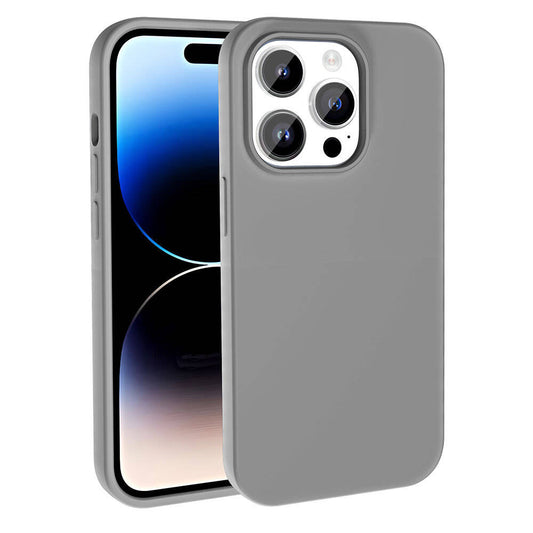 Apple iPhone 14 Pro Max Kılıf M-safe Şarj Özellikli Sıvı Teknolojili Silinebilir Sert Zore Kivi Kapak Koyu Gri