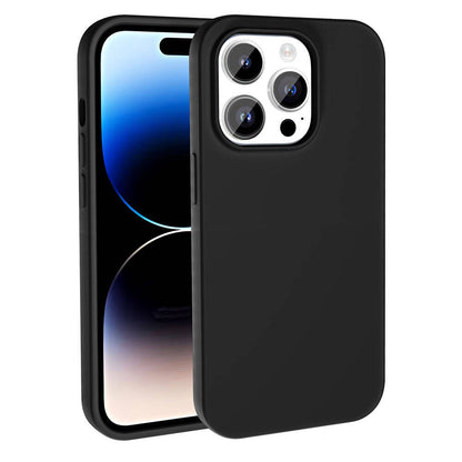 Apple iPhone 14 Pro Max Kılıf M-safe Şarj Özellikli Sıvı Teknolojili Silinebilir Sert Zore Kivi Kapak Siyah