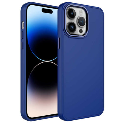 Apple iPhone 14 Pro Max Kılıf Metal Çerçeve ve Buton Tasarımlı Silikon Zore Luna Kapak
