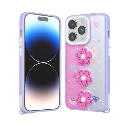 Apple iPhone 14 Pro Max Kılıf Parlayan Simli Kabartma Figürlü Zore Cevze Kapak Yeşil