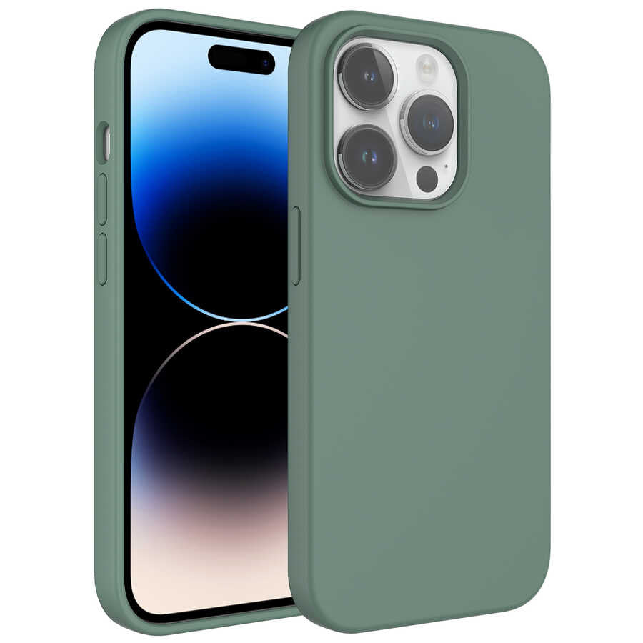 Apple iPhone 14 Pro Max Kılıf Sıvı Teknolojili Silinebilir Sert Zore Kivi Kapak