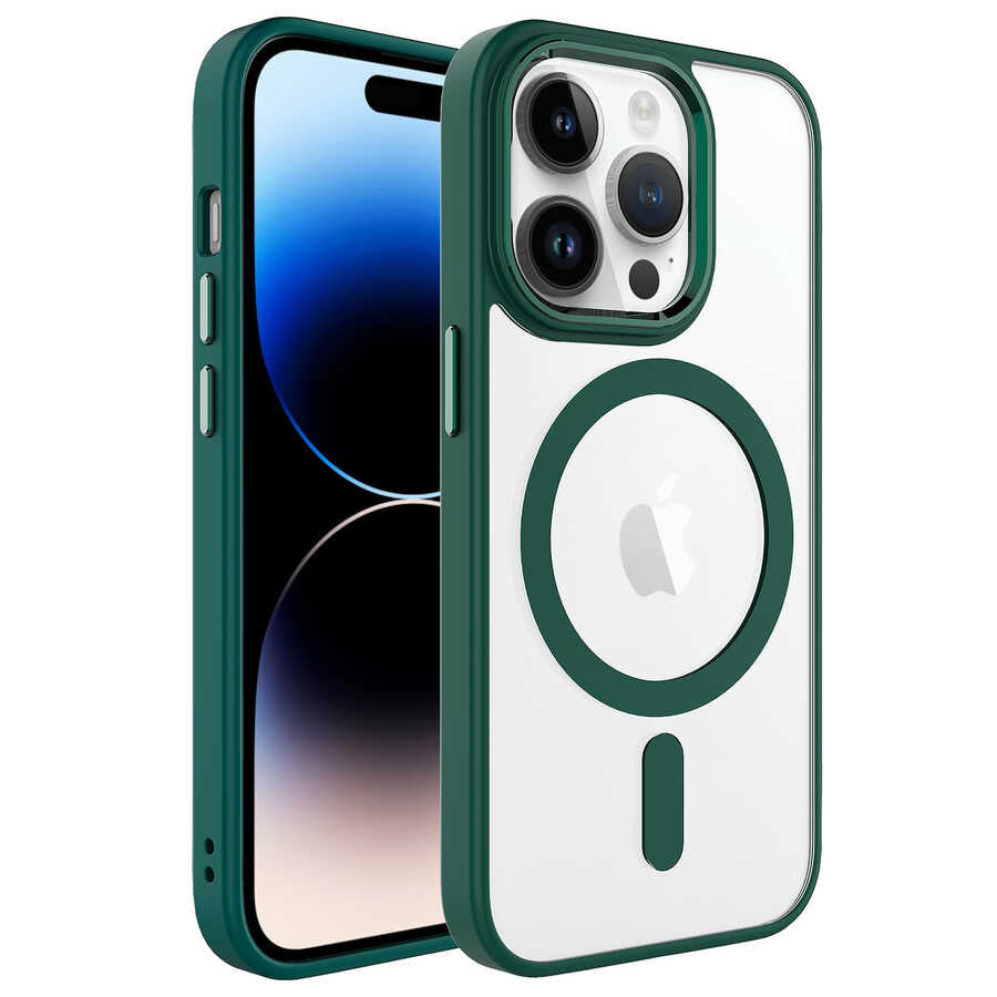 Apple iPhone 14 Pro Max Kılıf Wireless Şarj Özellikli Zore Krom M-safe Silikon Kapak