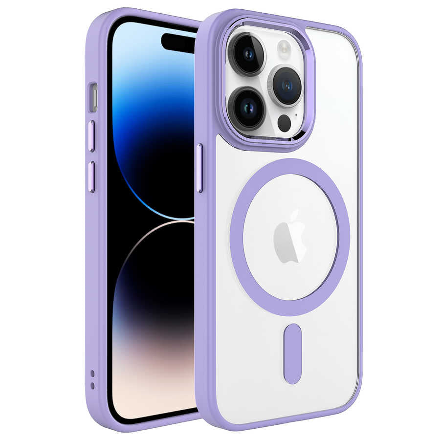 Apple iPhone 14 Pro Max Kılıf Wireless Şarj Özellikli Zore Krom M-safe Silikon Kapak