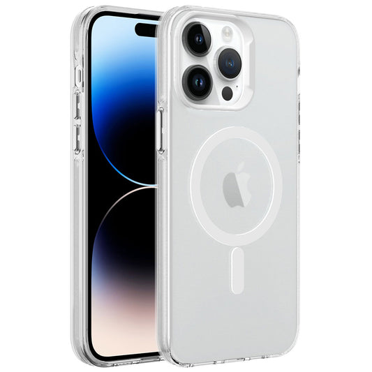 Apple iPhone 14 Pro Max Kılıf Zore M-safe Şarj Özellikli Buzlu Transparan C-Pro Sert Kapak Renksiz