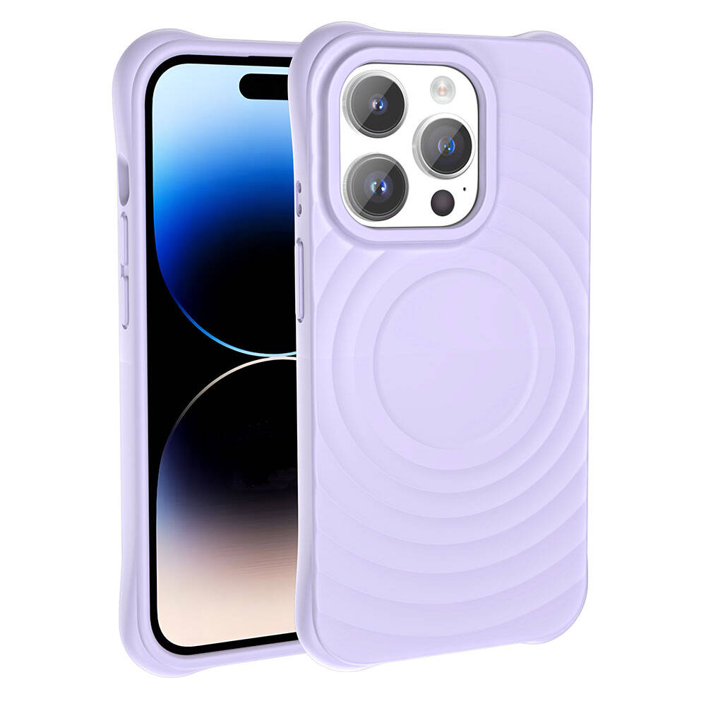 Apple iPhone 14 Pro Max M-safe Şarj Özellikli Airbagli Mat Görünümlü Zore Hepi Kapak Pembe Açık