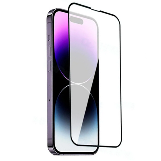 Apple iPhone 14 Pro Zore Darbeye Dayanıklı Anti Statik Temperli Cam Ekran Koruyucu Siyah