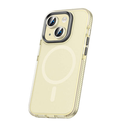 Apple iPhone 15 Kılıf Airbagli M-safe Wireless Şarj Özellikli Lens Koruyuculu Zore Klaptika Kapak Pembe