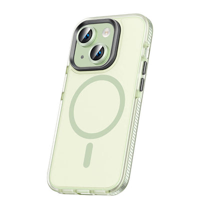 Apple iPhone 15 Kılıf Airbagli M-safe Wireless Şarj Özellikli Lens Koruyuculu Zore Klaptika Kapak Yeşil