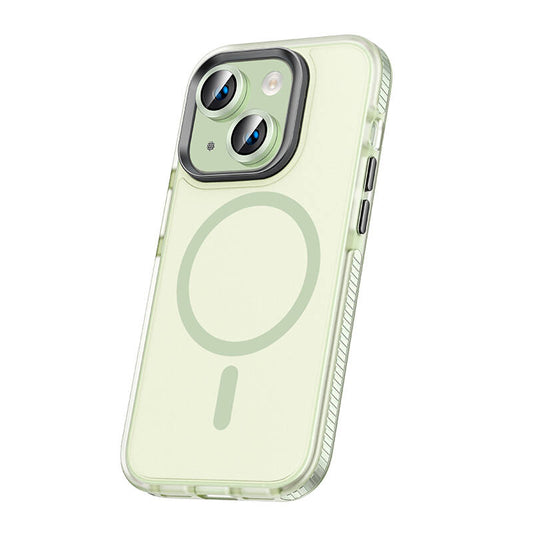 Apple iPhone 15 Kılıf Airbagli M-safe Wireless Şarj Özellikli Lens Koruyuculu Zore Klaptika Kapak Yeşil