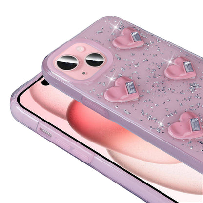 Apple iPhone 15 Kılıf Airbagli Simli Arka Yüzey Zore Işıltı Silikon Kapak Beyaz-Yıldız