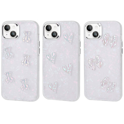 Apple iPhone 15 Kılıf Kabartma Figürlü Parlak Zore Eralli Silikon Kapak Kalp