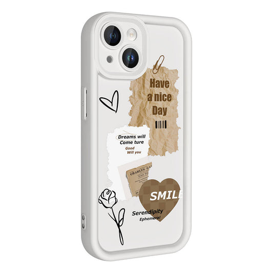 Apple iPhone 15 Kılıf Kamera Korumalı Baskılı Arka Yüzey Zore Klas Kapak Beyaz