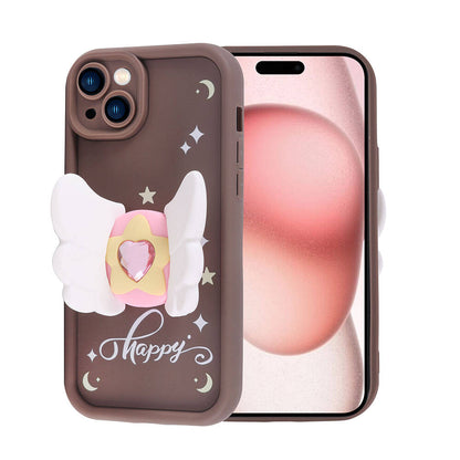 Apple iPhone 15 Kılıf Kamera Korumalı Figür Tasarımlı Zore Kapya Kapak Pembe Açık