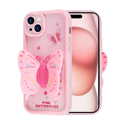 Apple iPhone 15 Kılıf Kamera Korumalı Figür Tasarımlı Zore Kapya Kapak Pembe Koyu