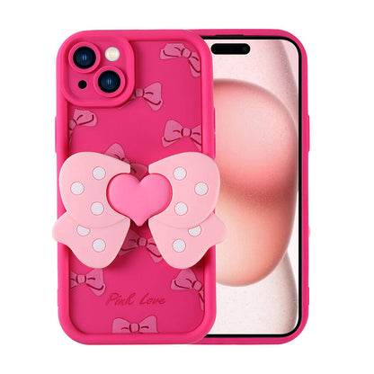 Apple iPhone 15 Kılıf Kamera Korumalı Figür Tasarımlı Zore Kapya Kapak Pembe Koyu