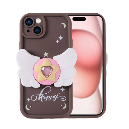 Apple iPhone 15 Kılıf Kamera Korumalı Figür Tasarımlı Zore Kapya Kapak Koyu Kahve