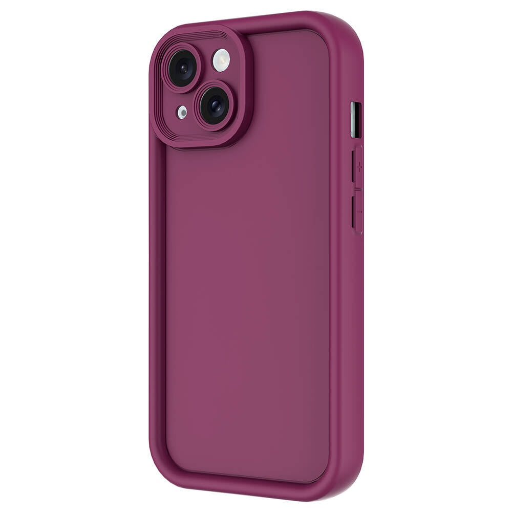 Apple iPhone 15 Kılıf Kamera Korumalı Zore Ananas Kapak Mürdüm