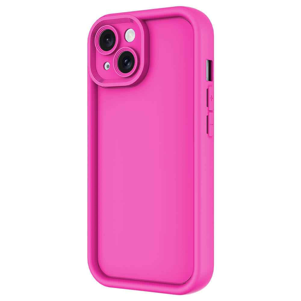 Apple iPhone 15 Kılıf Kamera Korumalı Zore Ananas Kapak Pembe Koyu