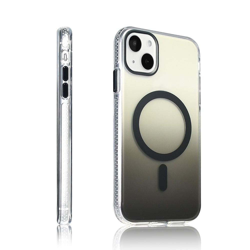 Apple iPhone 15 Kılıf M-safe Şarj Özellikli Transparan Renk Geçişli Zore Toros Kapak Mavi