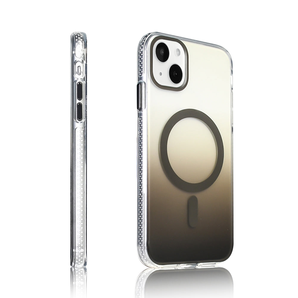 Apple iPhone 15 Kılıf M-safe Şarj Özellikli Transparan Renk Geçişli Zore Toros Kapak Rose Pembe