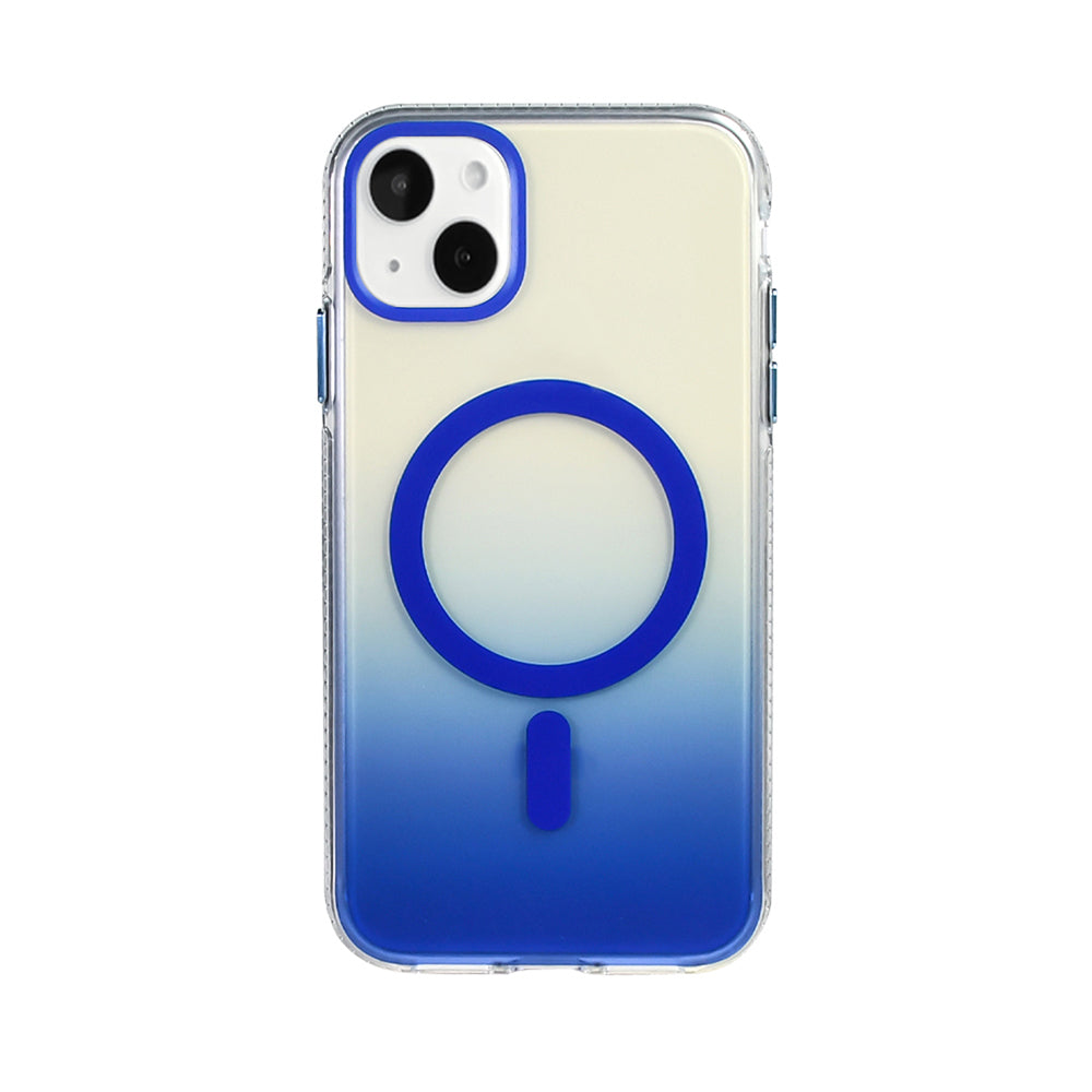 Apple iPhone 15 Kılıf M-safe Şarj Özellikli Transparan Renk Geçişli Zore Toros Kapak Mavi