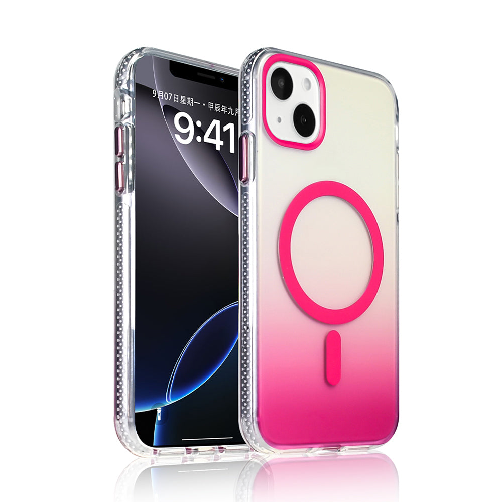 Apple iPhone 15 Kılıf M-safe Şarj Özellikli Transparan Renk Geçişli Zore Toros Kapak Siyah