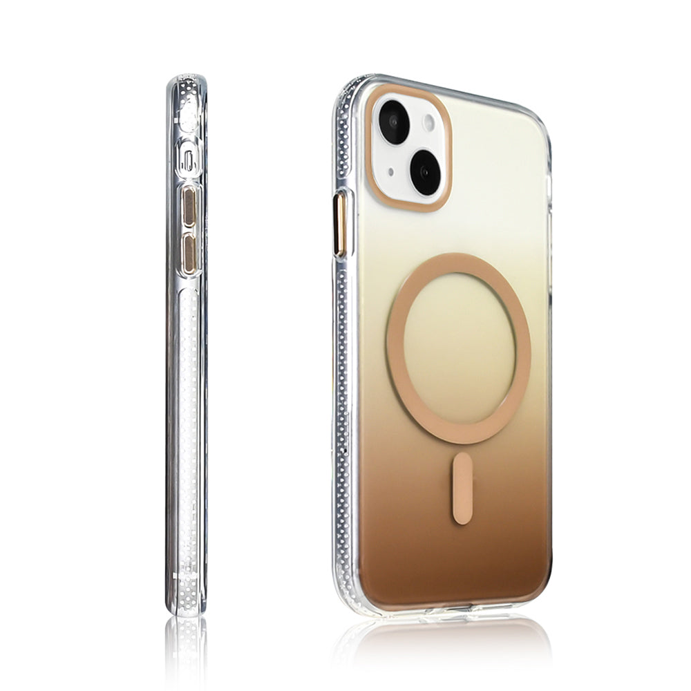 Apple iPhone 15 Kılıf M-safe Şarj Özellikli Transparan Renk Geçişli Zore Toros Kapak Gri