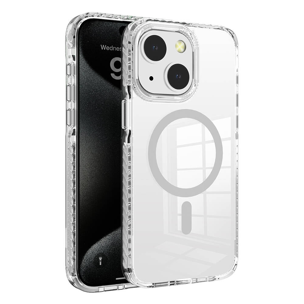 Apple iPhone 15 Kılıf M-safe Şarj Özellikli Airbagli Takılabilir Askı Aparatlı Zore Nana Kapak Gri