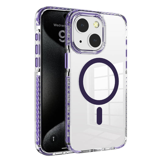 Apple iPhone 15 Kılıf M-safe Şarj Özellikli Airbagli Takılabilir Askı Aparatlı Zore Nana Kapak Mor