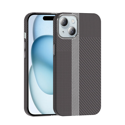 Apple iPhone 15 Kılıf M-safe Şarj Özellikli Karbon Fiber Görünümlü Zore Gros Kapak Siyah