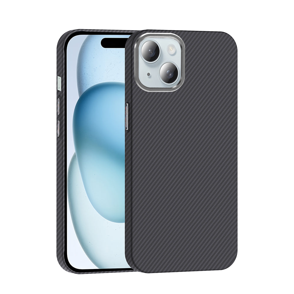 Apple iPhone 15 Kılıf M-safe Şarj Özellikli Karbon Fiber Görünümlü Zore Gros Kapak Siyah