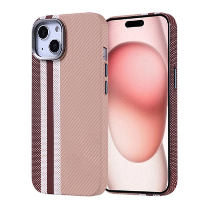 Apple iPhone 15 Kılıf M-safe Şarj Özellikli Karbon Fiber Görünümlü Zore Nekst Kapak Gold