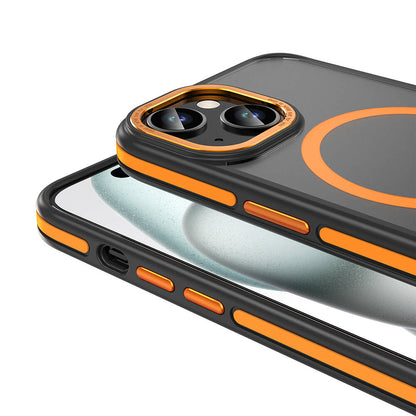 Apple iPhone 15 Kılıf M-safe Şarj Özellikli Mat Görünümlü Zore Ant Kapak Turuncu