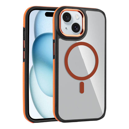 Apple iPhone 15 Kılıf M-safe Şarj Özellikli Mat Görünümlü Zore Solo Kapak Turuncu