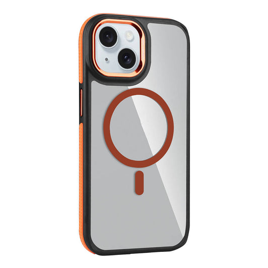 Apple iPhone 15 Kılıf M-safe Şarj Özellikli Mat Görünümlü Zore Solo Kapak Turuncu