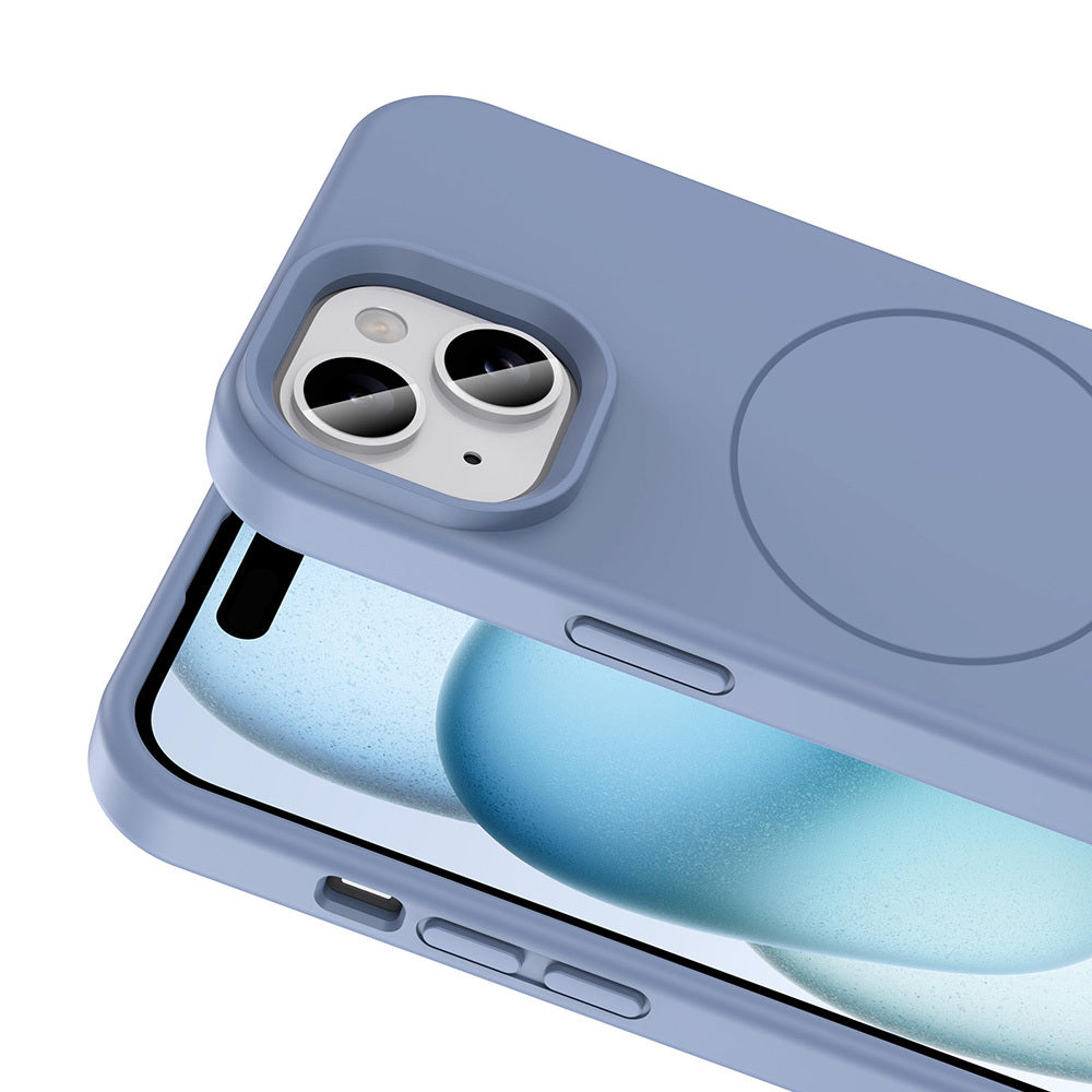 Apple iPhone 15 Kılıf M-safe Şarj Özellikli Sıvı Teknolojili Silinebilir Sert Zore Kivi Kapak Pembe