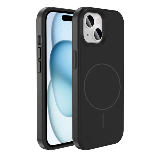 Apple iPhone 15 Kılıf M-safe Şarj Özellikli Sıvı Teknolojili Silinebilir Sert Zore Kivi Kapak Siyah