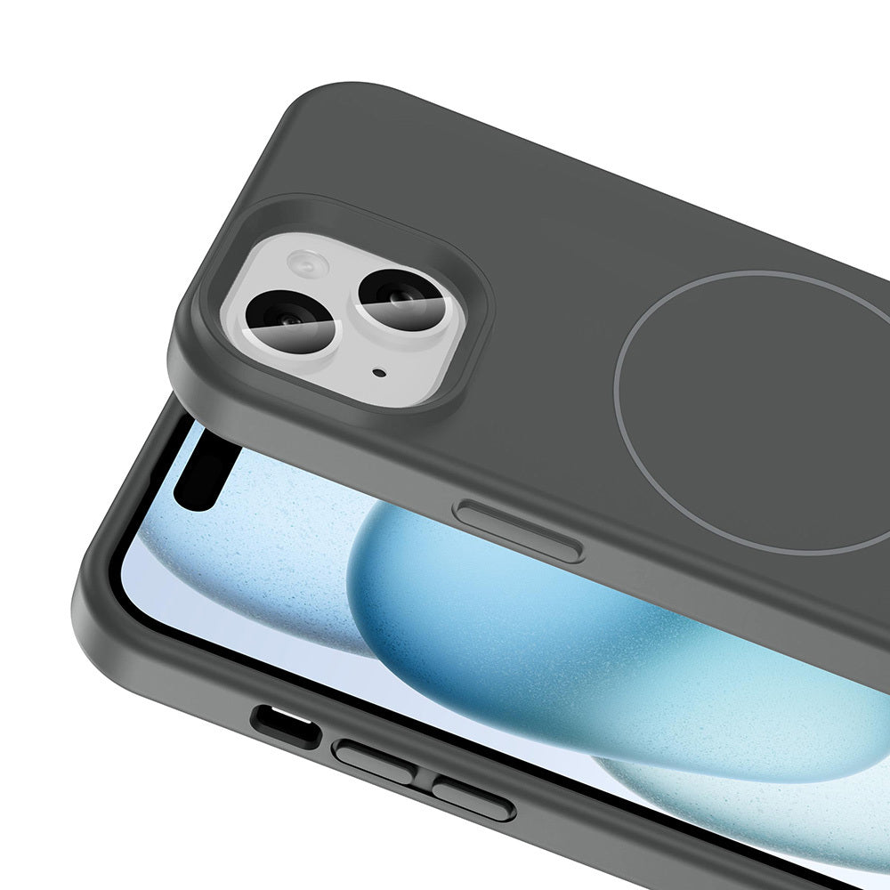 Apple iPhone 15 Kılıf M-safe Şarj Özellikli Sıvı Teknolojili Silinebilir Sert Zore Kivi Kapak Siyah