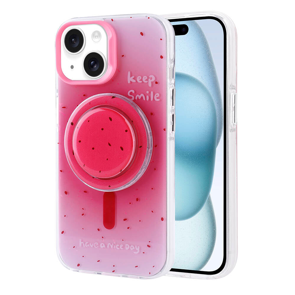 Apple iPhone 15 Kılıf M-safe Şarj Özellikli Tak-Çıkar Pop Soketli Zore Tiktok Kapak Yeşil