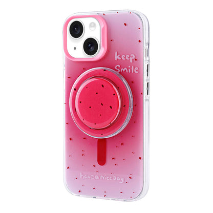 Apple iPhone 15 Kılıf M-safe Şarj Özellikli Tak-Çıkar Pop Soketli Zore Tiktok Kapak Pembe Koyu